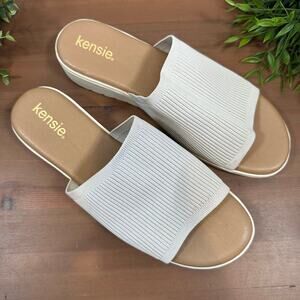 Kensie Women's Ellie Beige Knit Wedge Sandals Size 11
